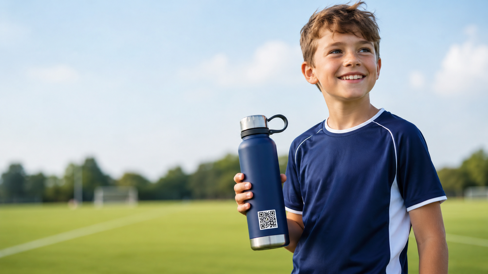 Water bottle with a Givli QR label